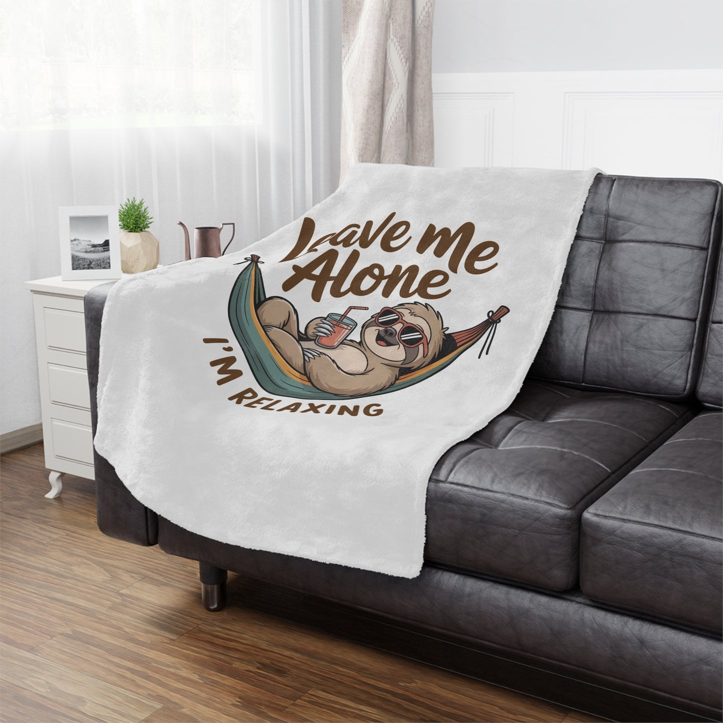 Minky Blanket — "Leave Me Alone I'm Relaxing" Sloth Hammock Throw for Cozy Lounging