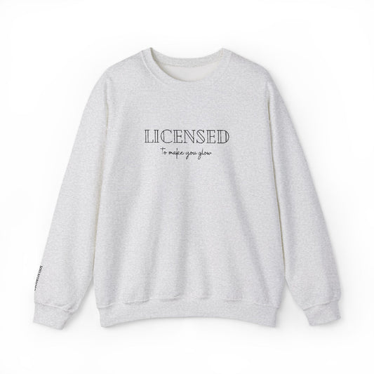 Licensed Crewneck Sweatshirt — Minimal Script Graphic Embroderd