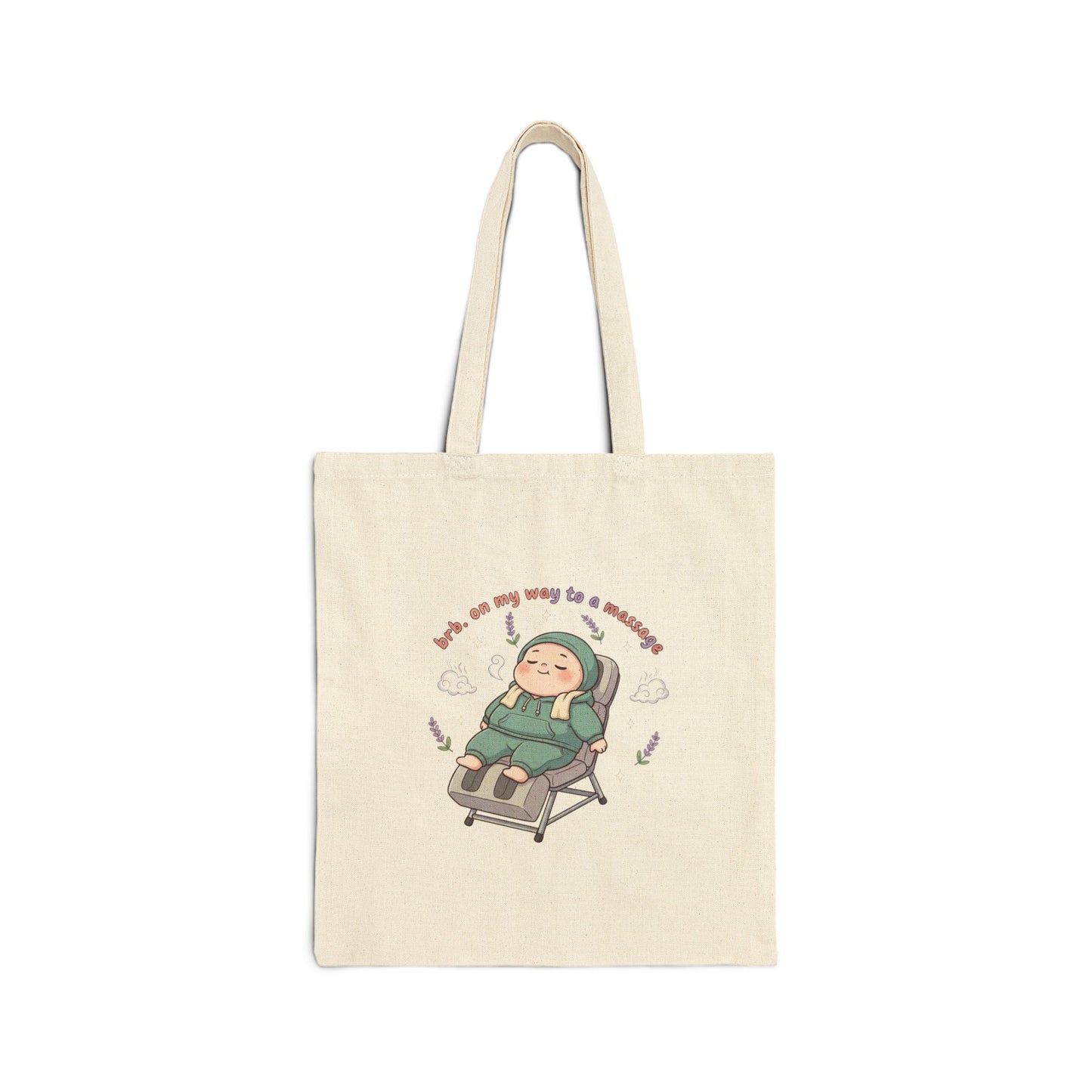 Tote Bag — 'brb. on my way to a massage' Cute Relaxing Cartoon Tote for Beach & Everyday