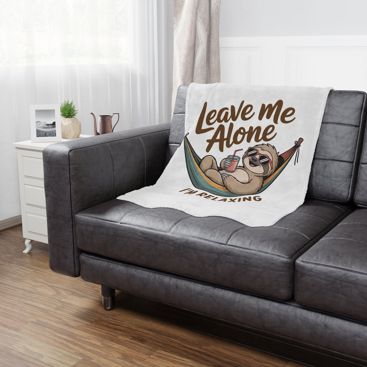Minky Blanket — "Leave Me Alone I'm Relaxing" Sloth Hammock Throw for Cozy Lounging