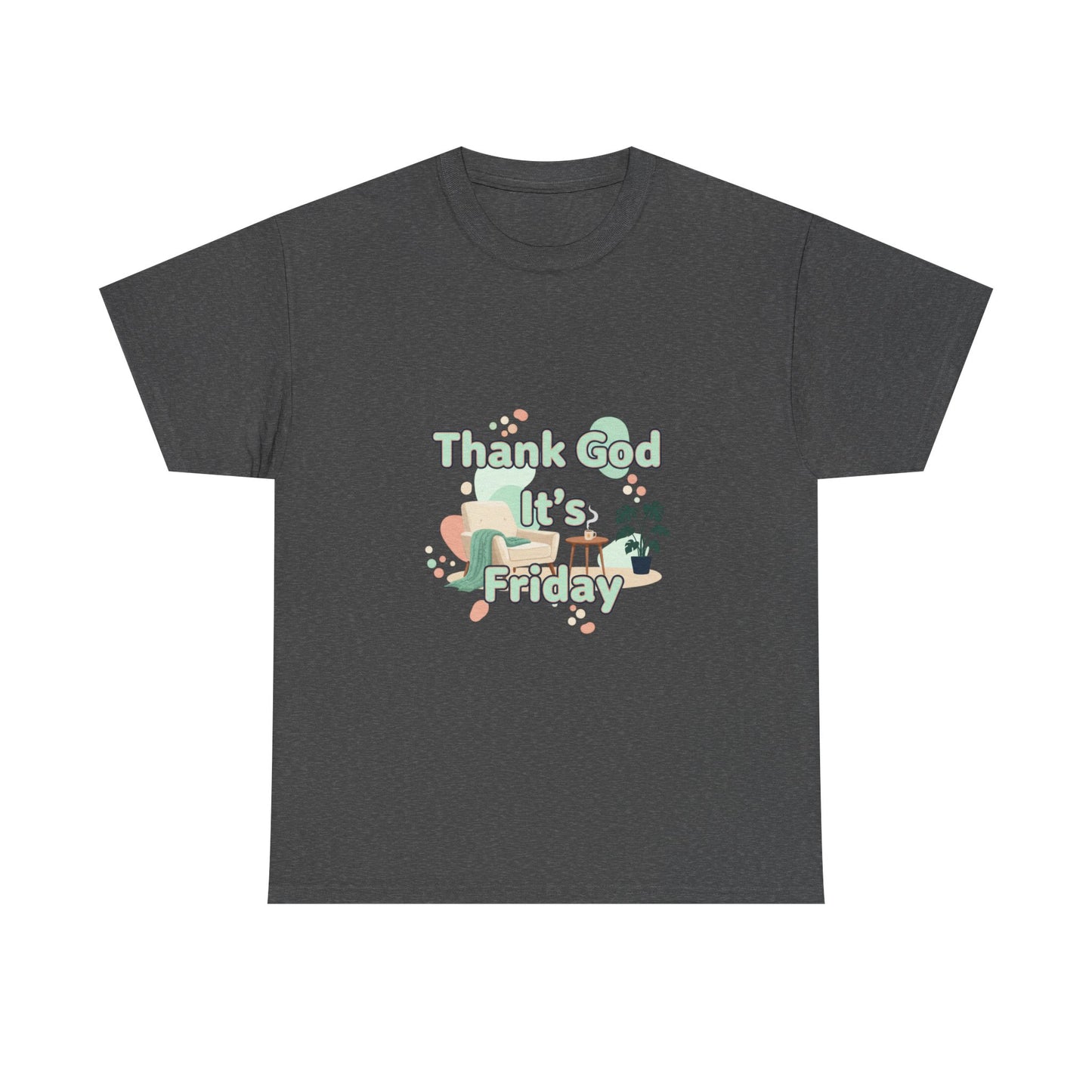 T‑Shirt — "Thank God It’s Friday" Relaxed Tee with Pastel Plants