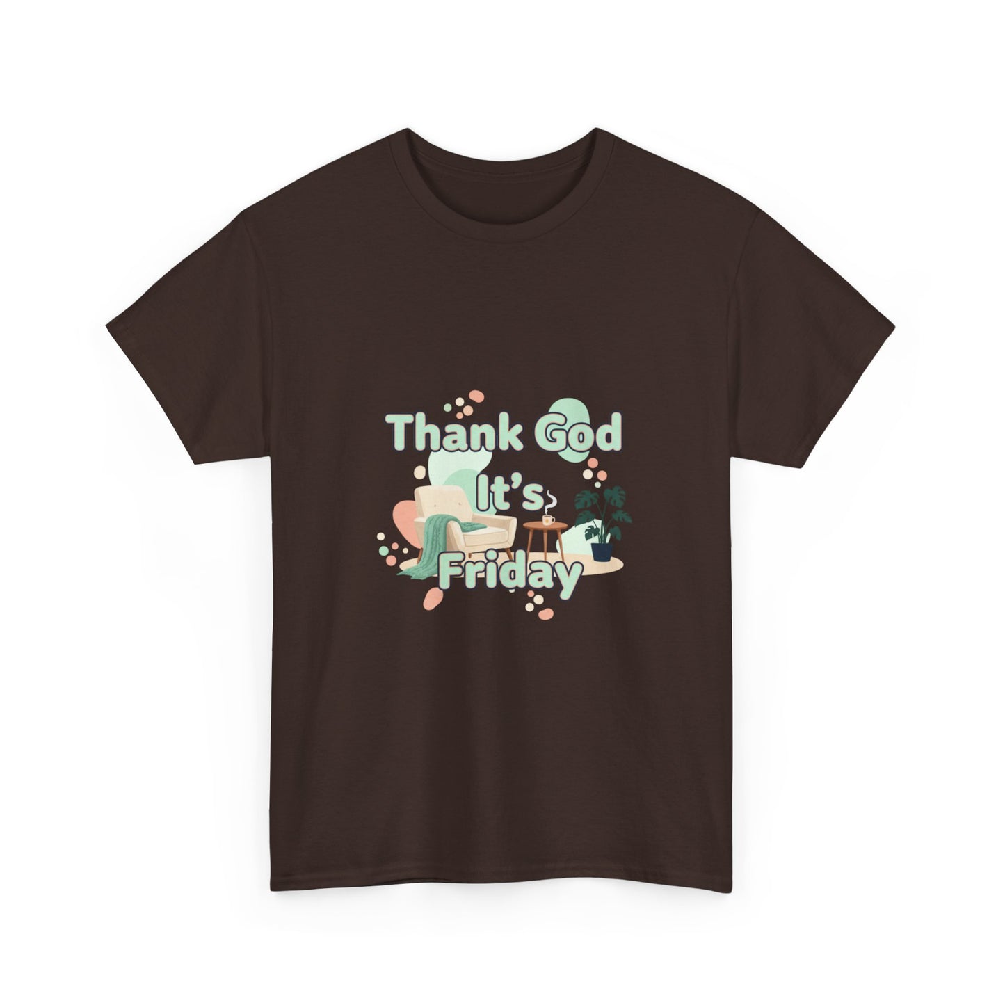 T‑Shirt — "Thank God It’s Friday" Relaxed Tee with Pastel Plants