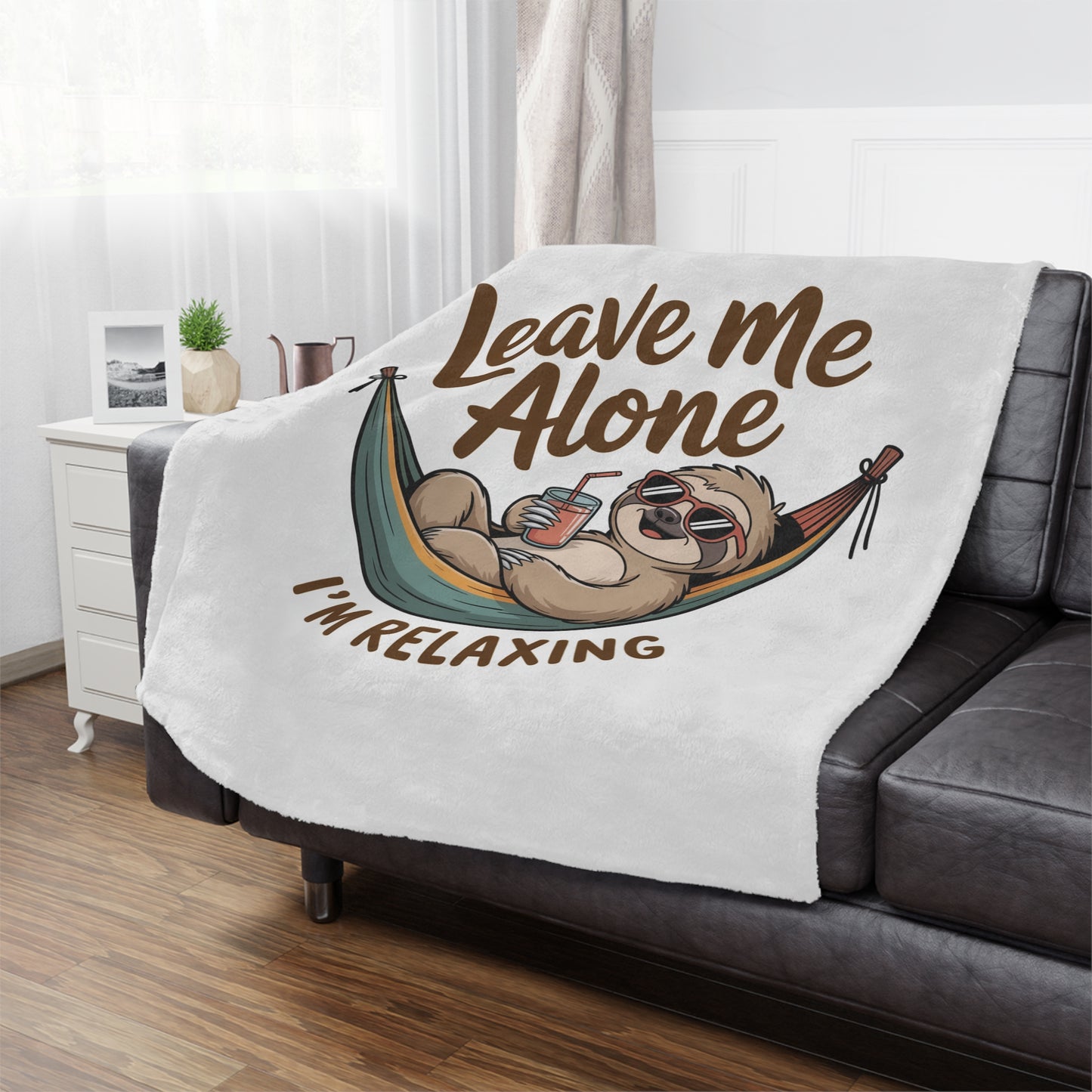 Minky Blanket — "Leave Me Alone I'm Relaxing" Sloth Hammock Throw for Cozy Lounging