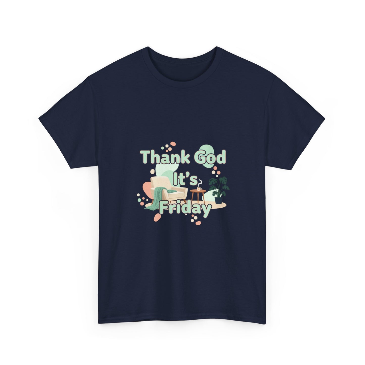 T‑Shirt — "Thank God It’s Friday" Relaxed Tee with Pastel Plants